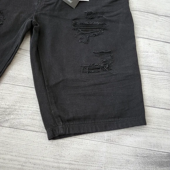 Plus Size Black Distressed Denim Shorts - Picture 4 of 16